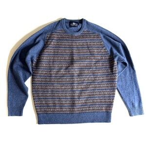 Alan Paine English Explorer Blue Lambswool Patterned Sweater/L
